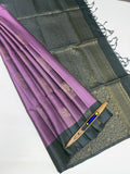 VSM242 - lavender color body , grey color pallu , blouse&nbsp;