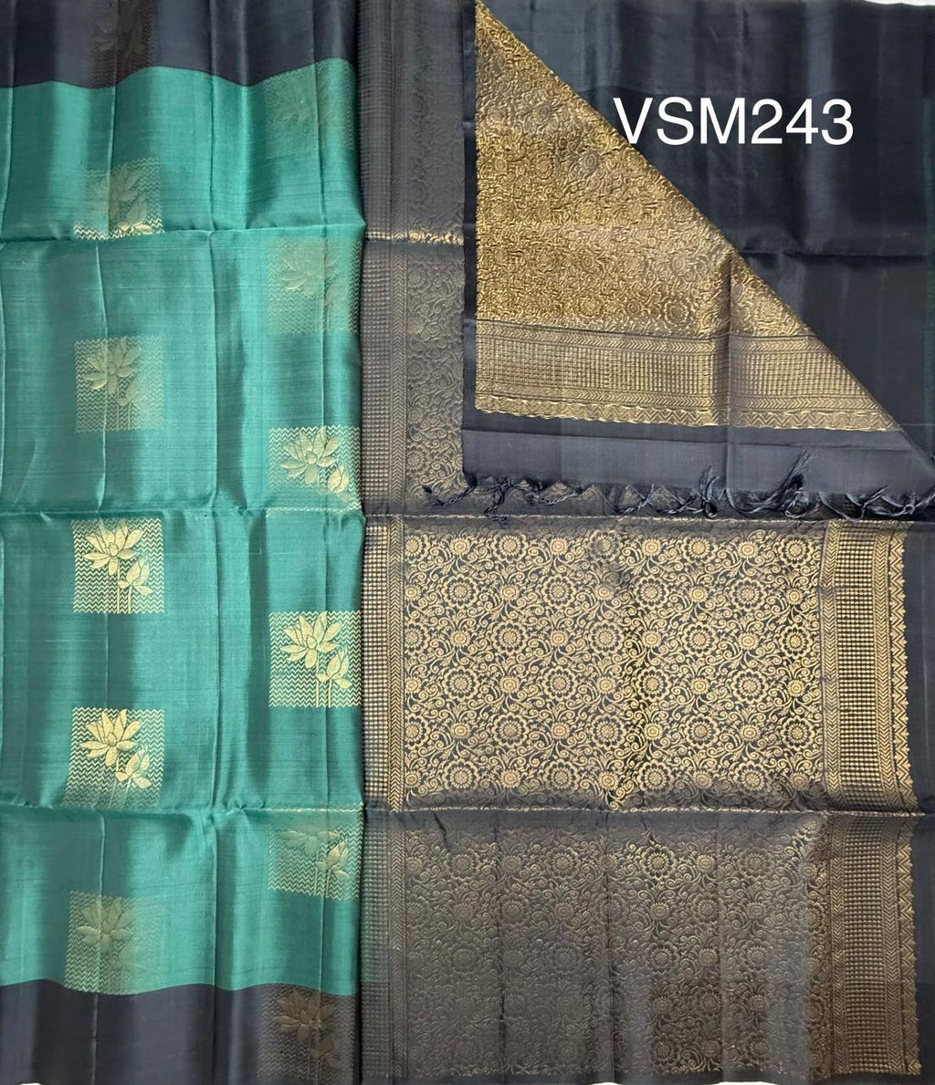 VSM243 - pastel blue color body , grey color pallu , blouse&nbsp;
