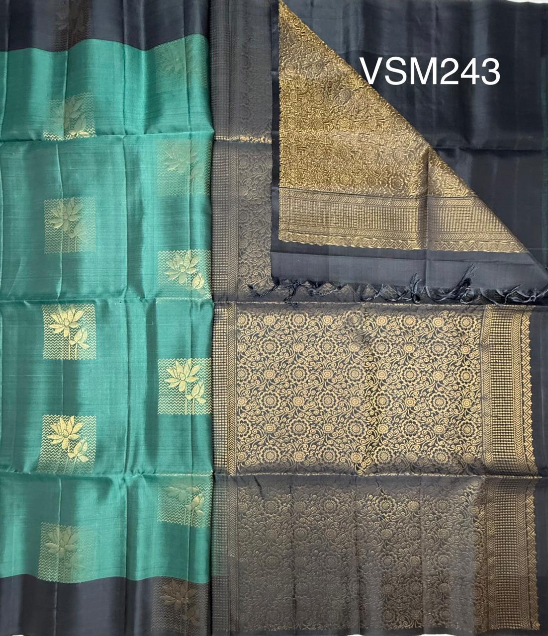 VSM243 - pastel blue color body , grey color pallu , blouse&nbsp;