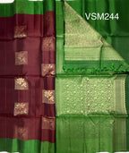 VSM244 - maroon color body , green color pallu , blouse&nbsp;
