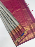 VSM250 - grey color body , purple color pallu , blouse&nbsp;