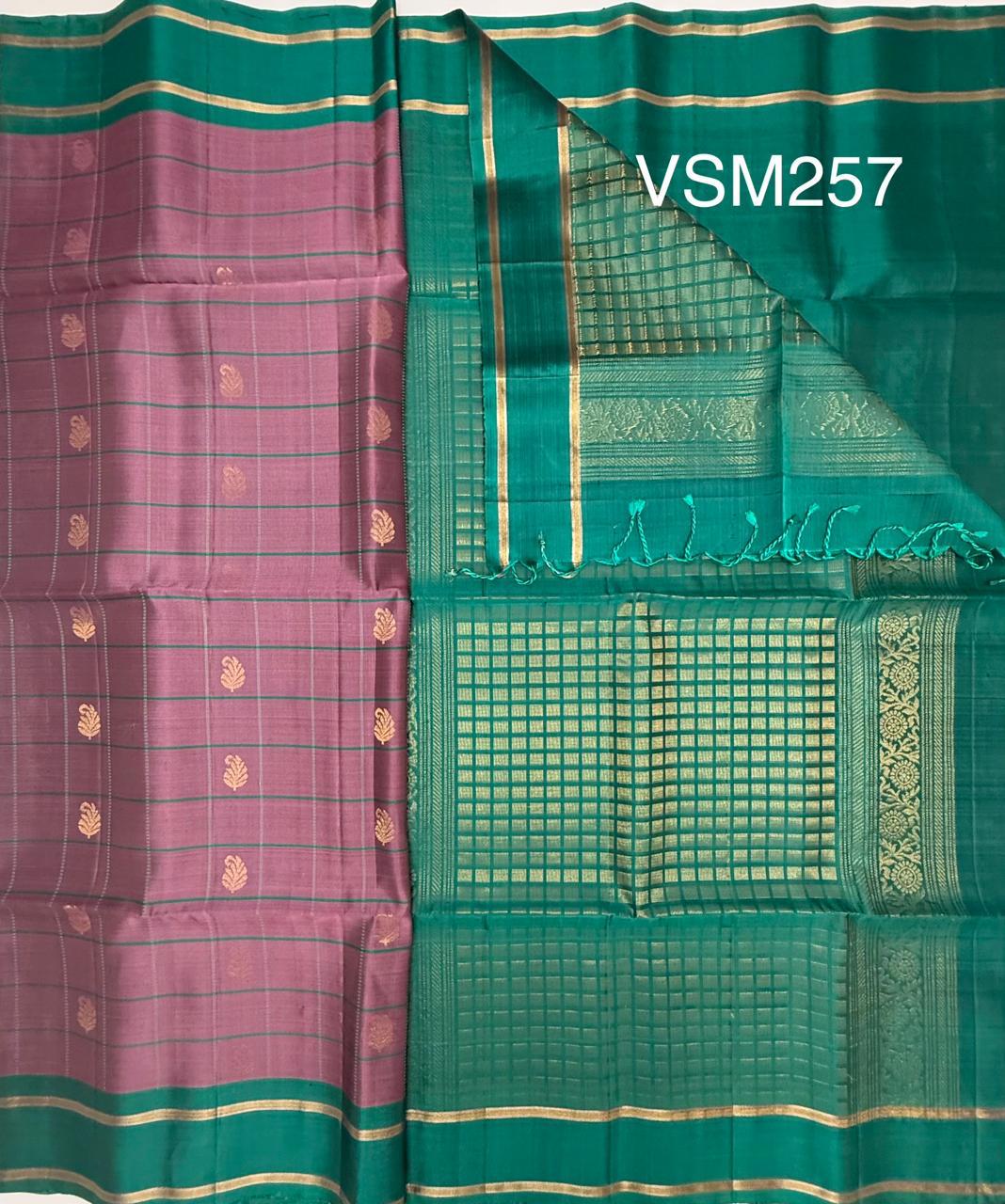 VSM257 - onion pink color body , peacock green color pallu , blouse&nbsp;