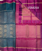 VSM259 - peacock blue color body , purple color pallu , blouse&nbsp;