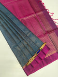 VSM259 - peacock blue color body , purple color pallu , blouse&nbsp;