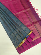 VSM259 - peacock blue color body , purple color pallu , blouse&nbsp;