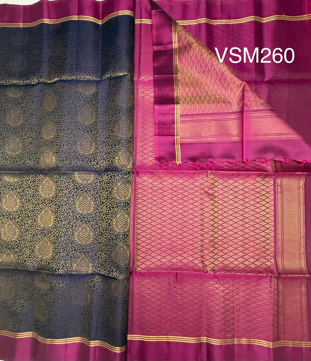 VSM260 - navy blue color body , purple color pallu , blouse&nbsp;