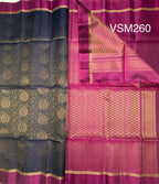 VSM260 - navy blue color body , purple color pallu , blouse&nbsp;