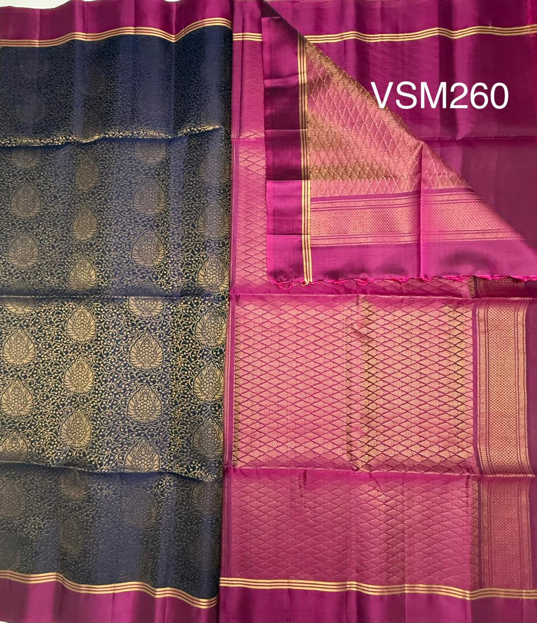 VSM260 - navy blue color body , purple color pallu , blouse&nbsp;