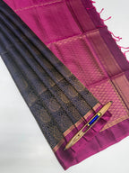 VSM260 - navy blue color body , purple color pallu , blouse&nbsp;