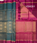 VSM261 - peacock green color body , purple color pallu , blouse&nbsp;