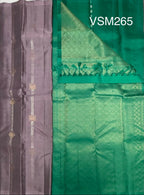 VSM265 - grey color body , peacock green color pallu , blouse&nbsp;