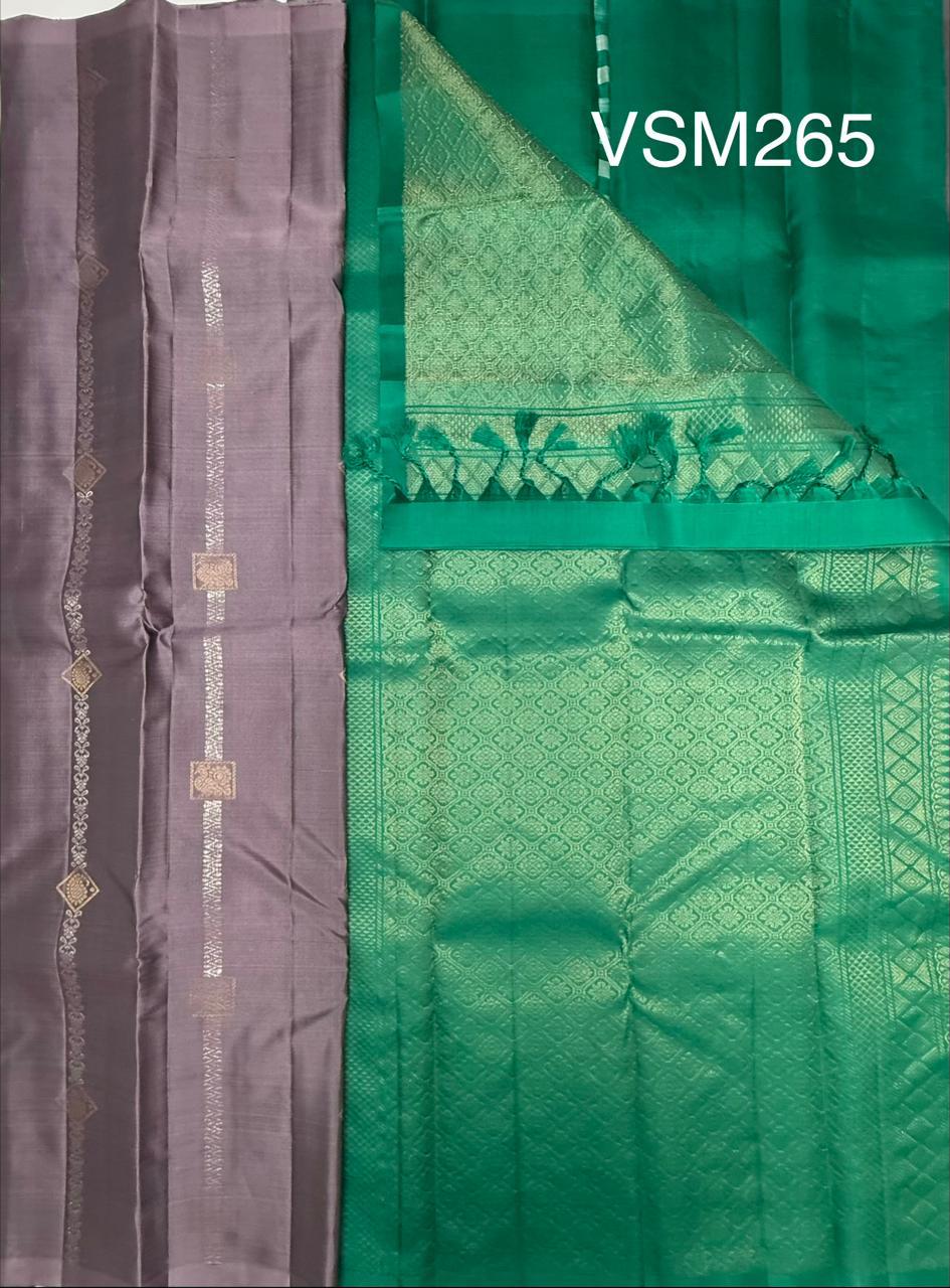 VSM265 - honey brown color body , peacock green color pallu , blouse&nbsp;