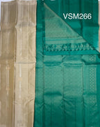 VSM266 - beige color body , peacock green color pallu , blouse&nbsp;