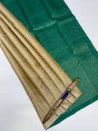 VSM266 - beige color body , peacock green color pallu , blouse&nbsp;
