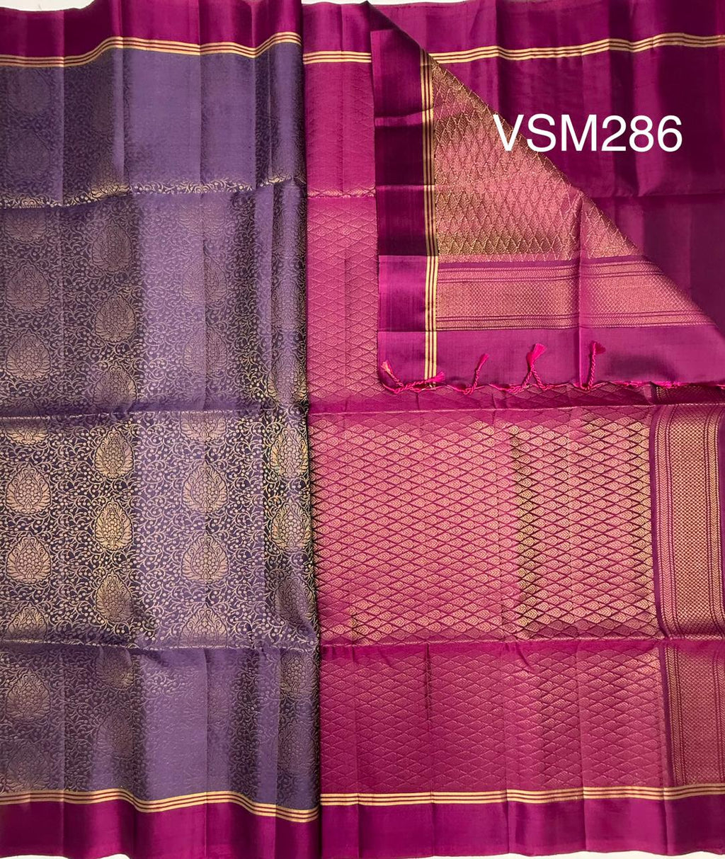 VSM286 - lavender color body , purple color pallu , blouse&nbsp;