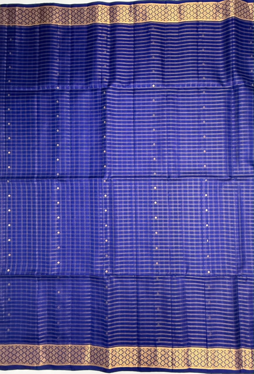 VSF951 - navy blue color body, pallu,blouse - Pure silk saree