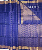 VSF951 - navy blue color body, pallu,blouse - Pure silk saree