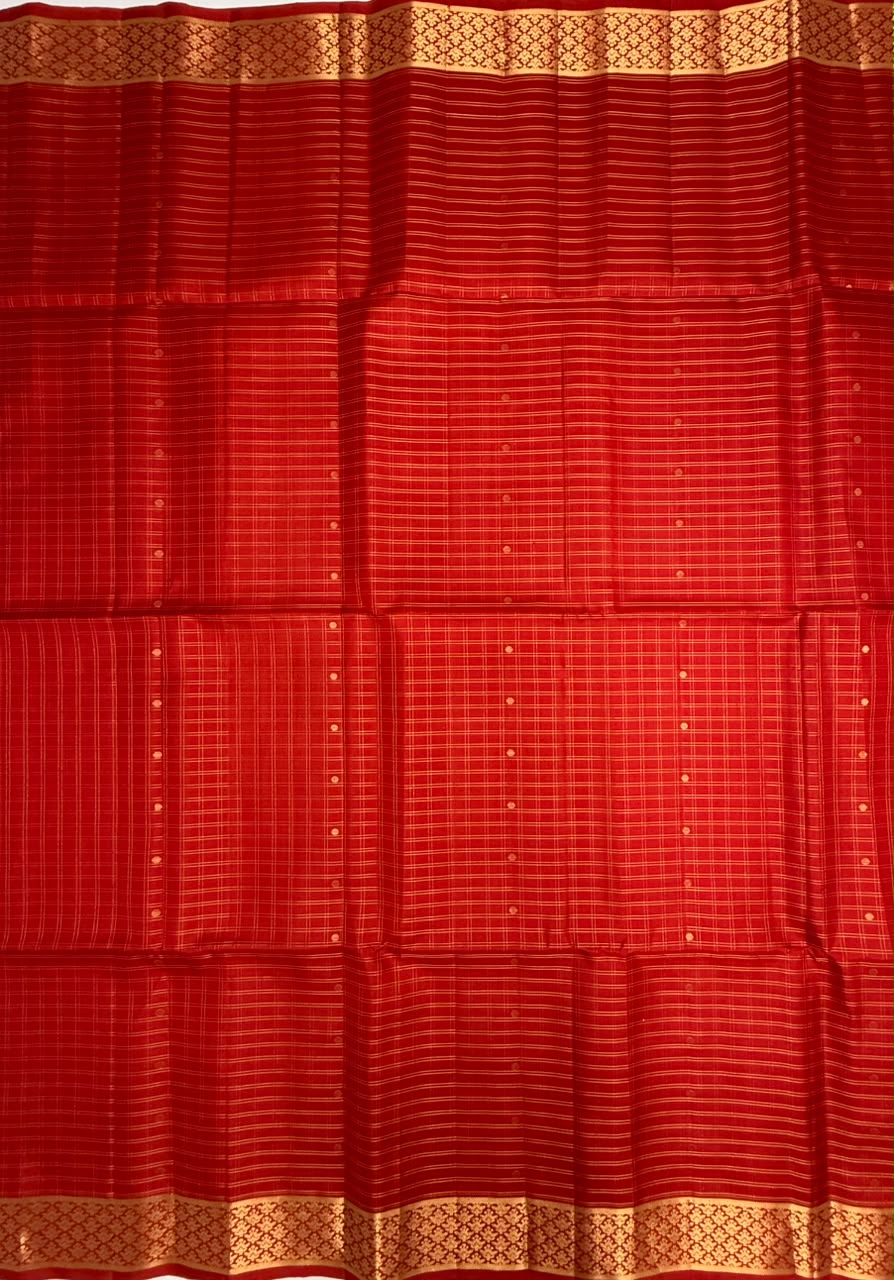 VSF950 - red color body,pallu,blouse - Pure silk saree