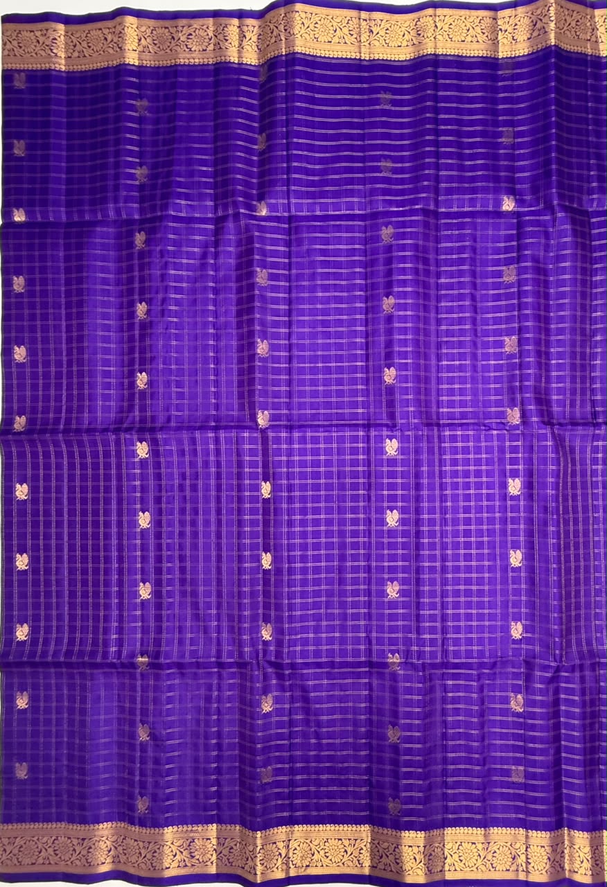 VSF949 - violet color body, pallu,blouse - Pure silk saree