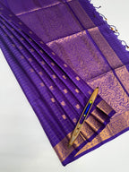 VSF949 - violet color body, pallu,blouse - Pure silk saree