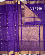 VSF949 - violet color body, pallu,blouse - Pure silk saree
