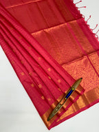 VSF948 - pink color body,blouse - Pure silk saree