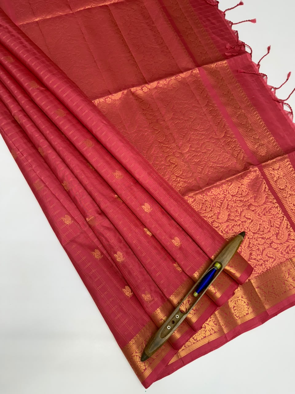 VSF948 - pink color body,blouse - Pure silk saree