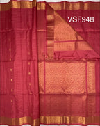 VSF948 - pink color body,blouse - Pure silk saree