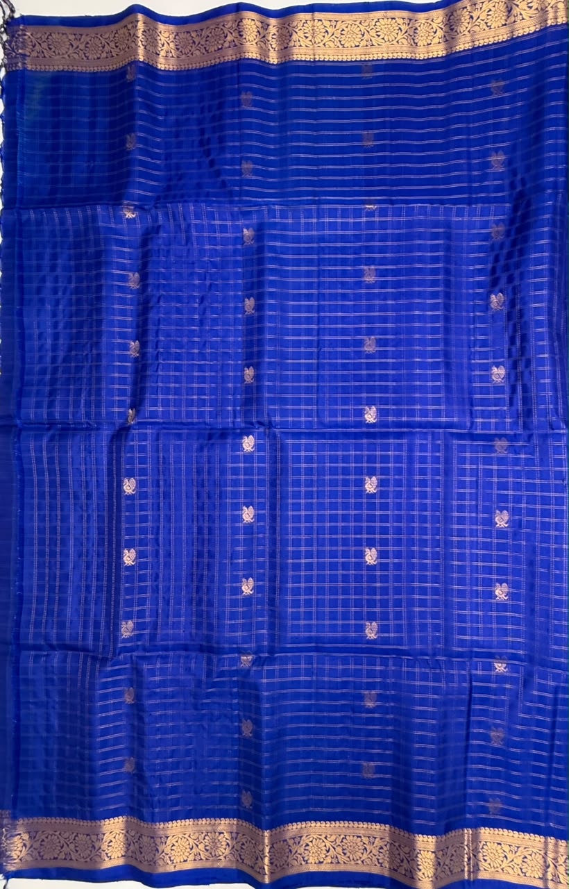 VSF947 - blue color body, pallu,blouse - Pure silk saree