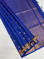VSF947 - blue color body, pallu,blouse - Pure silk saree