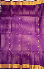 VSF946 - violet color body, pallu,blouse - Pure silk saree