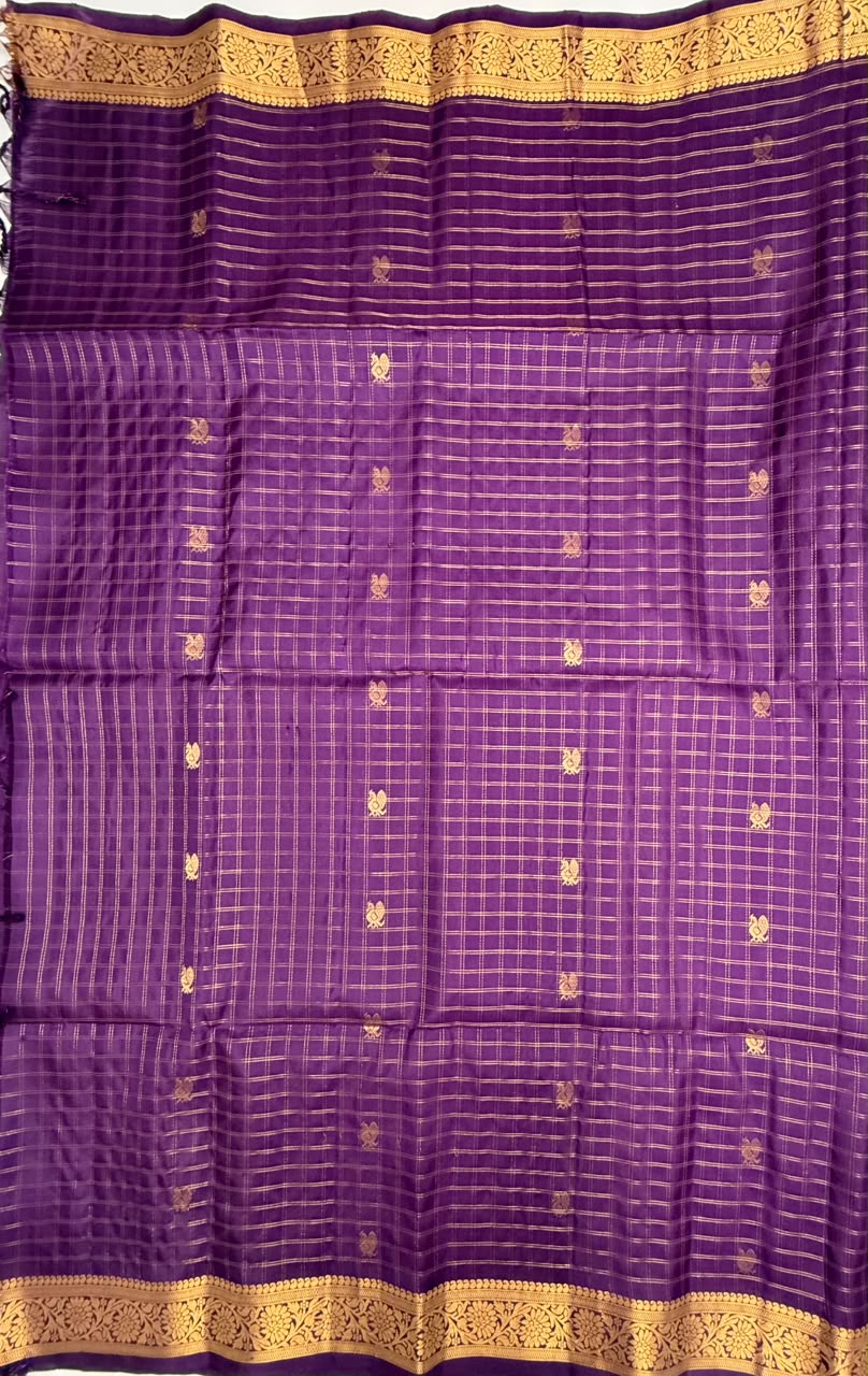 VSF946 - violet color body, pallu,blouse - Pure silk saree
