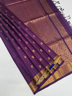 VSF946 - violet color body, pallu,blouse - Pure silk saree