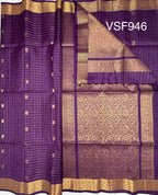 VSF946 - violet color body, pallu,blouse - Pure silk saree