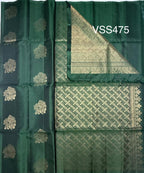 VSS475 - bottle green color body, pallu , blouse pure silk saree