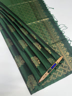 VSS475 - bottle green color body, pallu , blouse pure silk saree