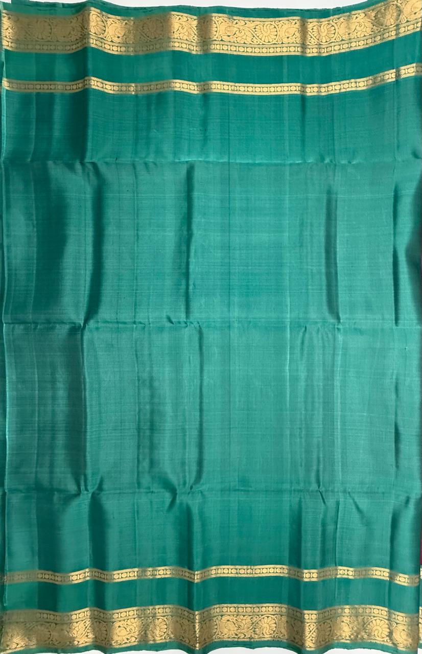 VSF932 - purple color body , sea green color pallu,blouse - Pure silk saree