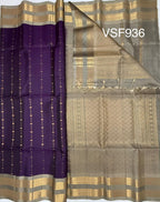 VSF936 - violet color body , beige color pallu,blouse - Pure silk saree