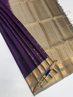 VSF936 - violet color body , beige color pallu,blouse - Pure silk saree