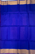 VSOH439 - pinkish orange color body , ink blue color pallu , blouse - Pure silk saree