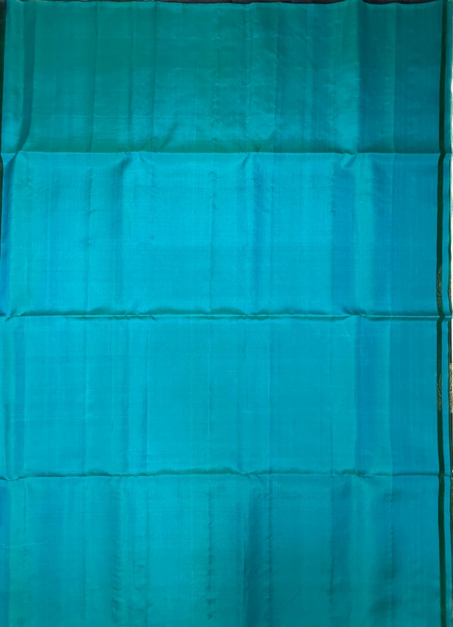 VSBL404 - violet color body , peacock green color pallu , blouse - Pure silk saree