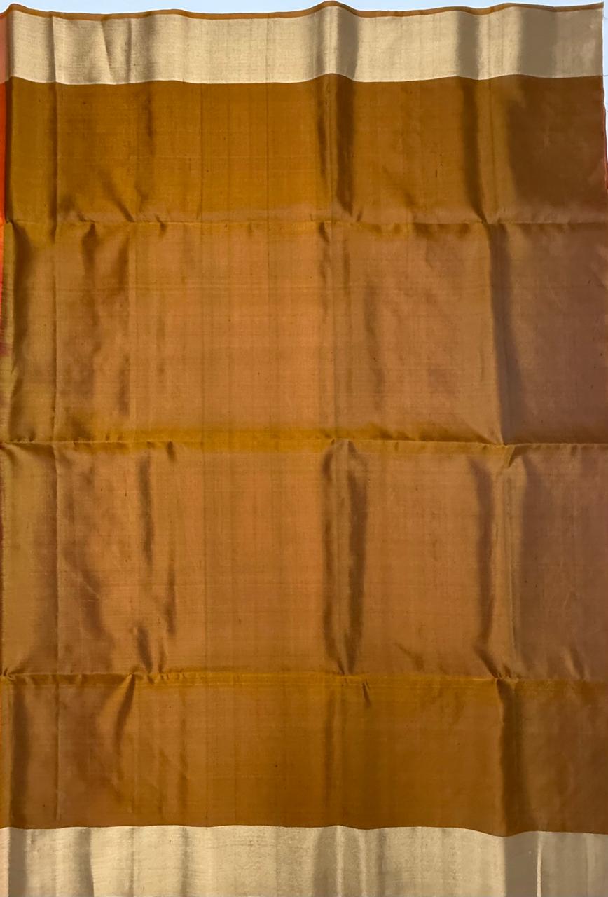 VSOH442 - red with pink color body &amp; mustard color pallu , blouse - Pure silk saree