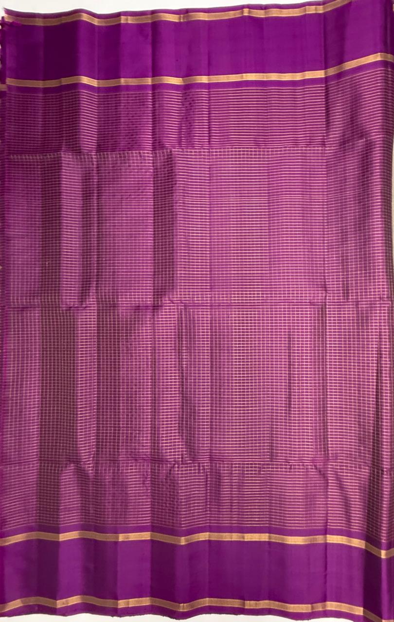 VSF955 - mustard color body ,&nbsp; purple color pallu,blouse - Pure silk saree