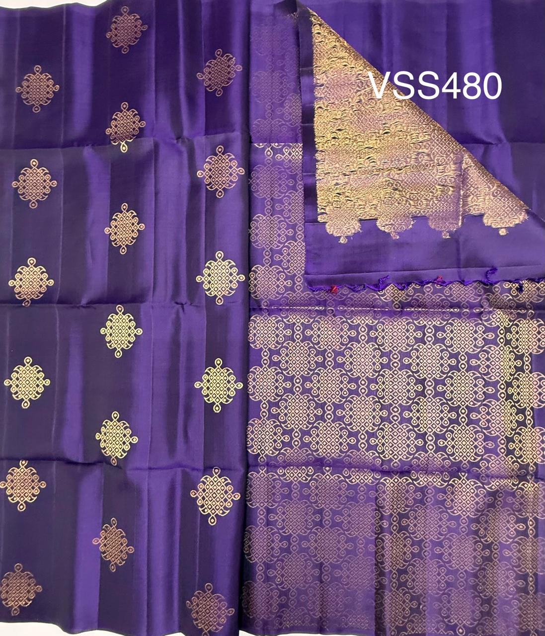 VSS480 - violet color body, pallu , blouse pure silk saree