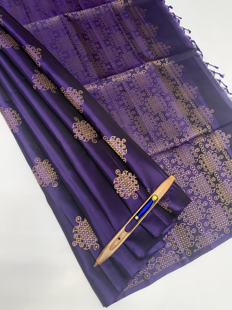 VSS480 - violet color body, pallu , blouse pure silk saree