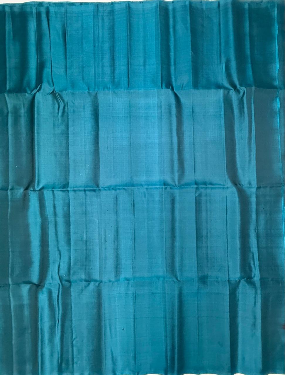 VSS481 - peacock blue color body, pallu , blouse pure silk saree