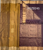 VSZB245 - honey brown color body , dark purple color pallu , blouse - Pure silk saree