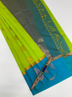 VSKC632 - parrot green color body, sky blue color pallu , blouse.
