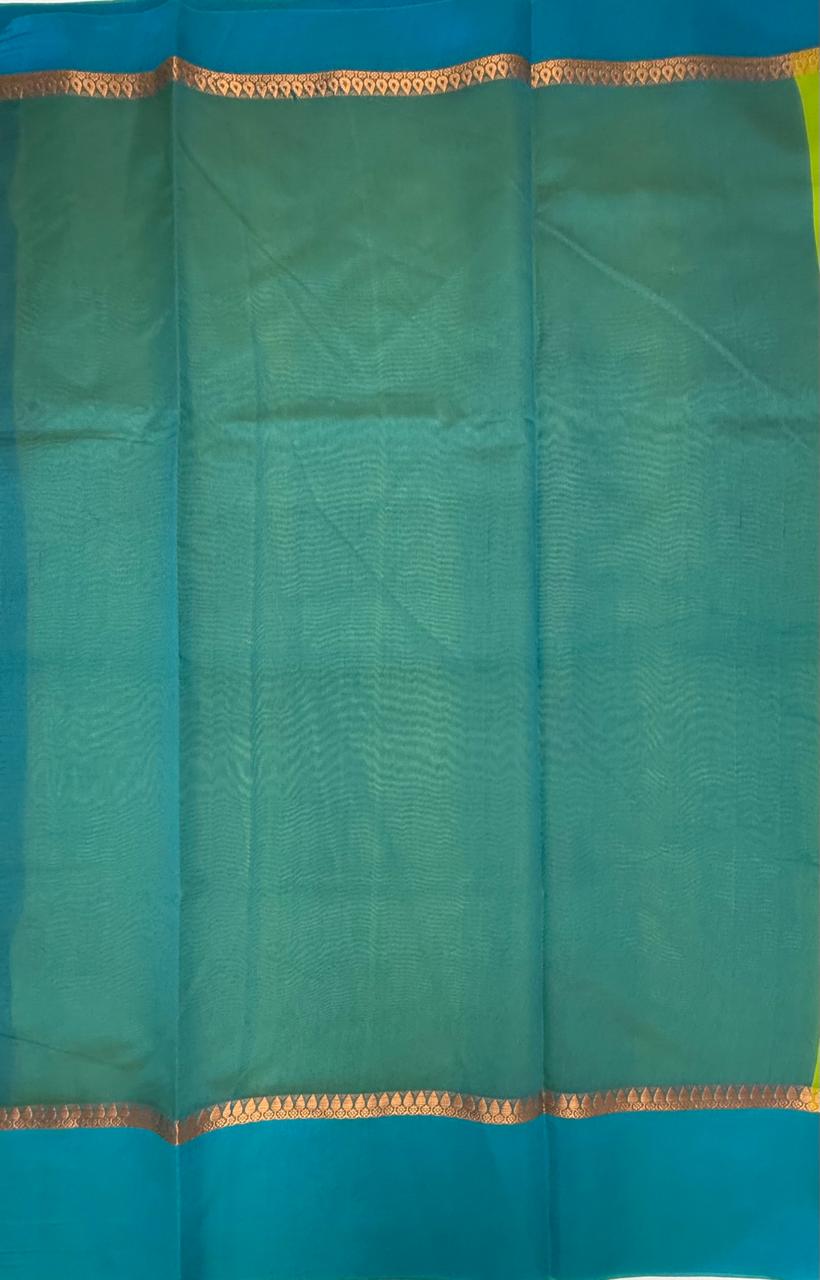 VSKC632 - parrot green color body, sky blue color pallu , blouse.