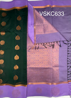 VSKC633 - dark green color body , lavender color pallu , blouse.